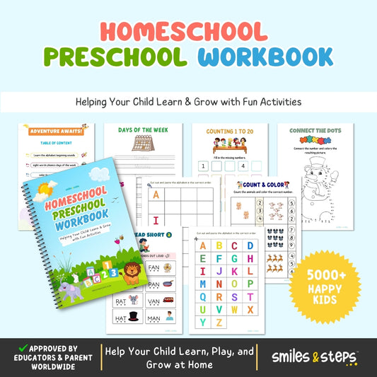 📚 Homeschool Preschool Workbook | Fun Early Learning Activities